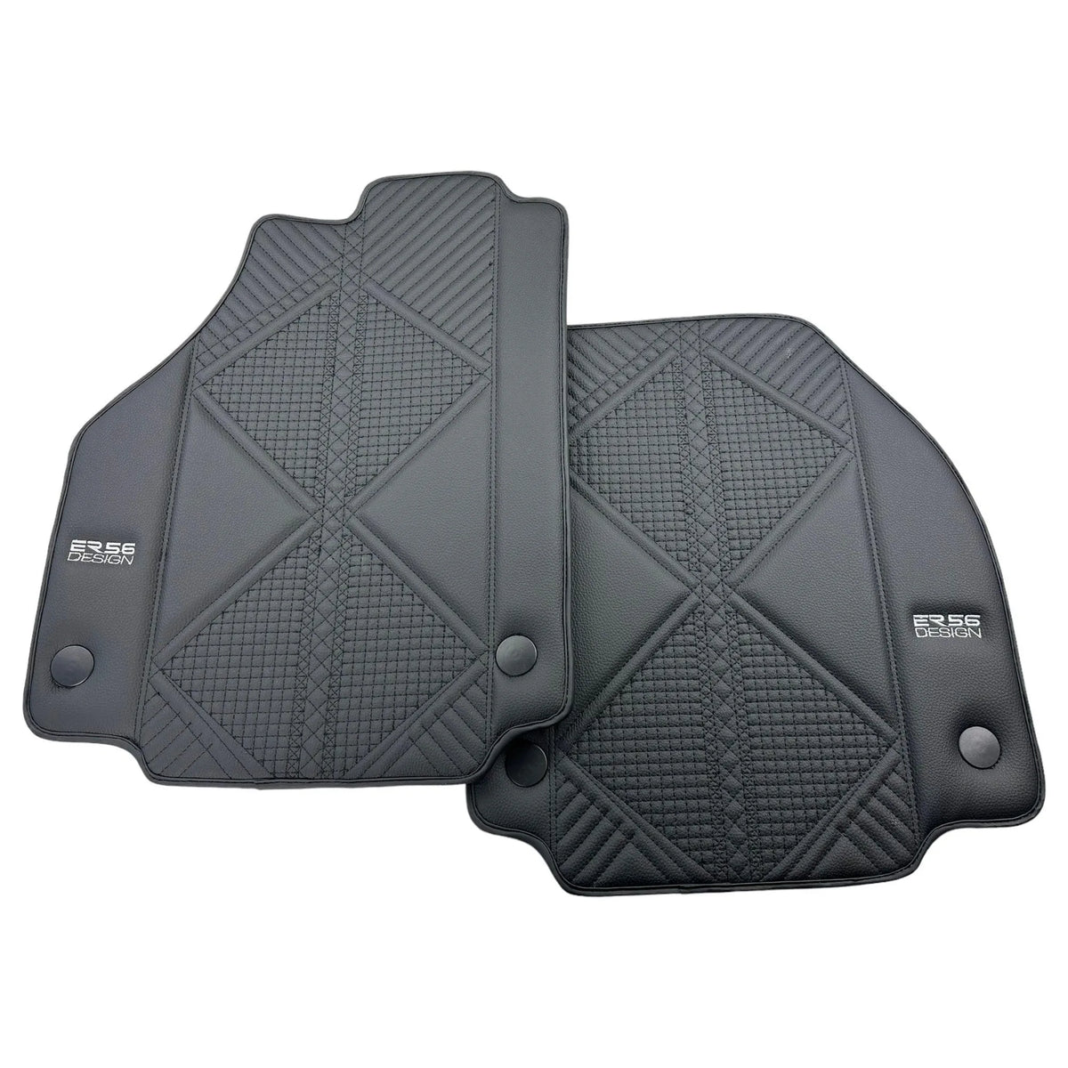 Black Leather Floor Mats For Ferrari 488 Spider (2016-2022) ER56 Design - AutoWin