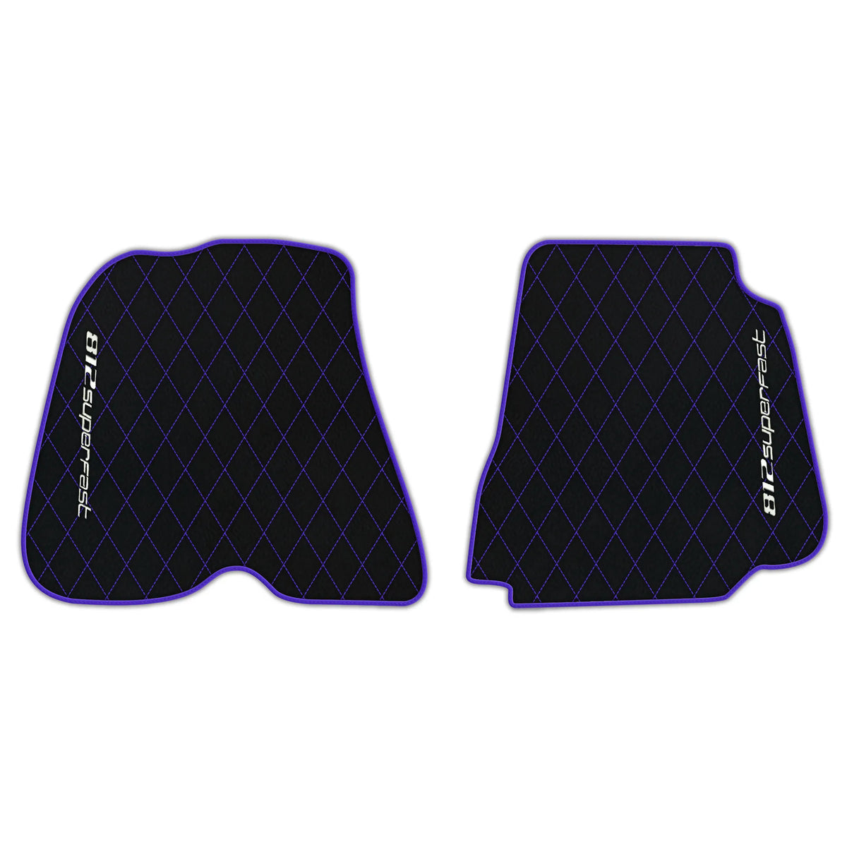 Black Leather Floor Mats for Ferrari 812 Superfast (2018-2023) with Single Diamond Pattern | Full Set Option