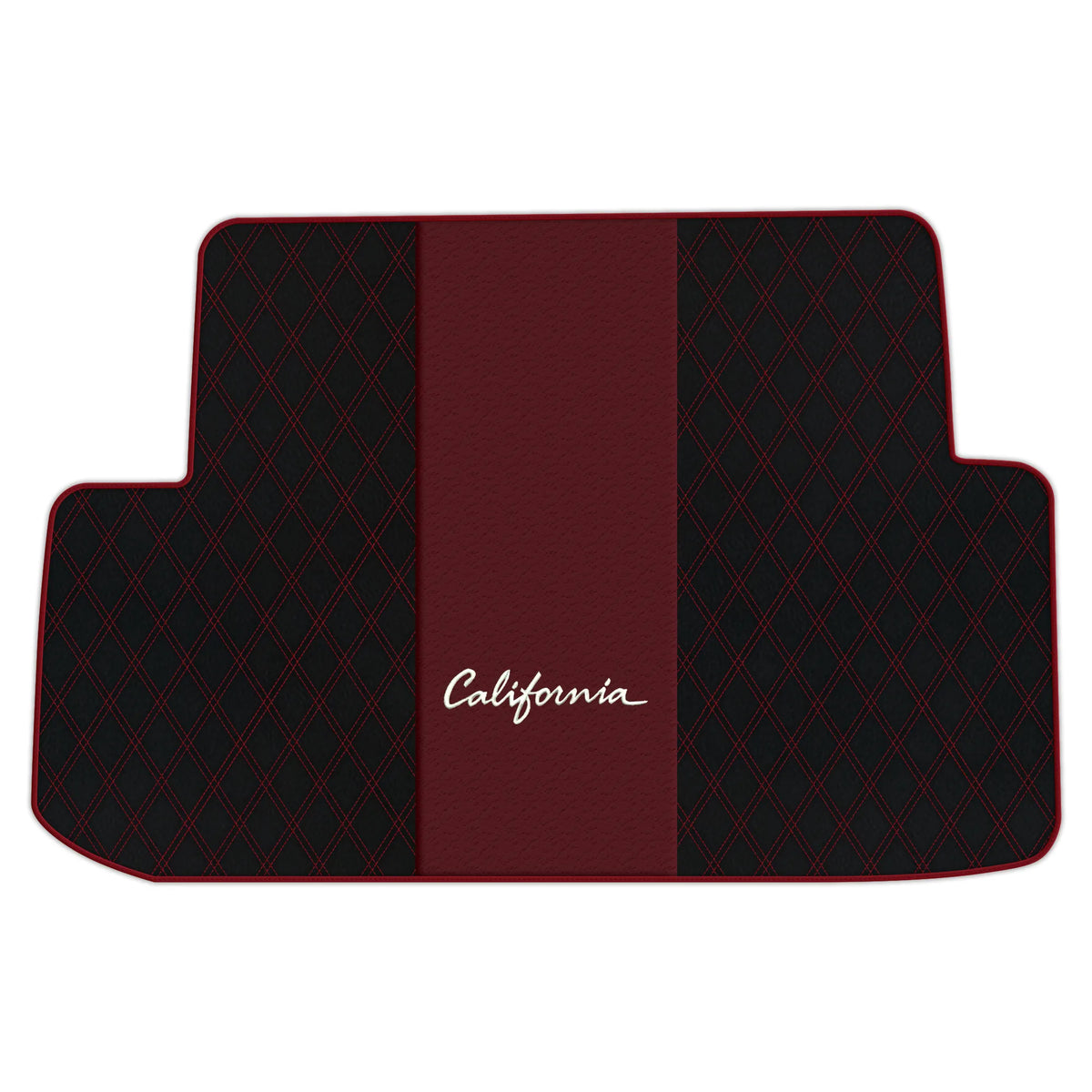 Black Leather Floor Mats for Ferrari California (2008-2014) with Double Diamond Pattern | Full Set Option