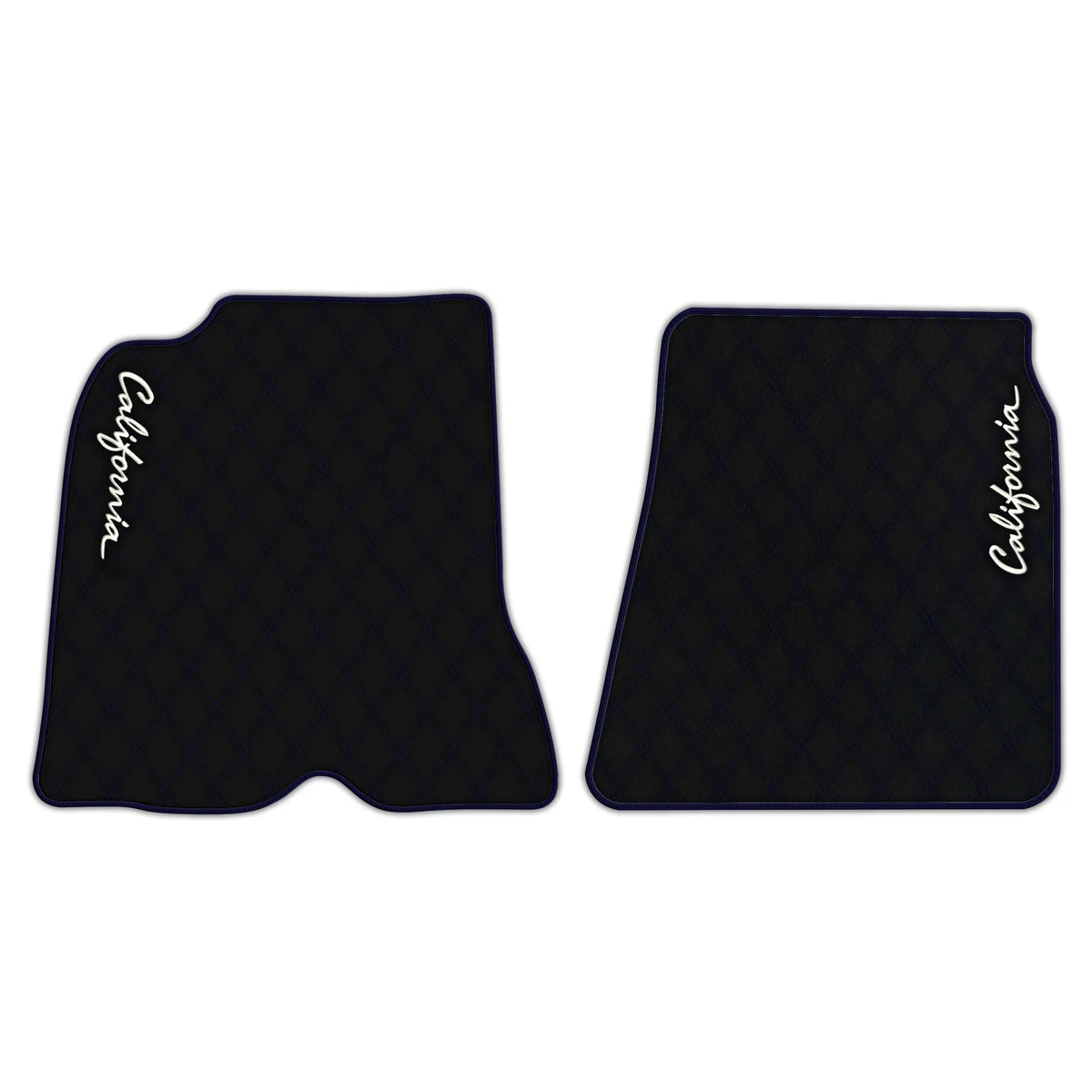 Black Leather Floor Mats for Ferrari California (2008-2014) with Double Diamond Pattern | Full Set Option