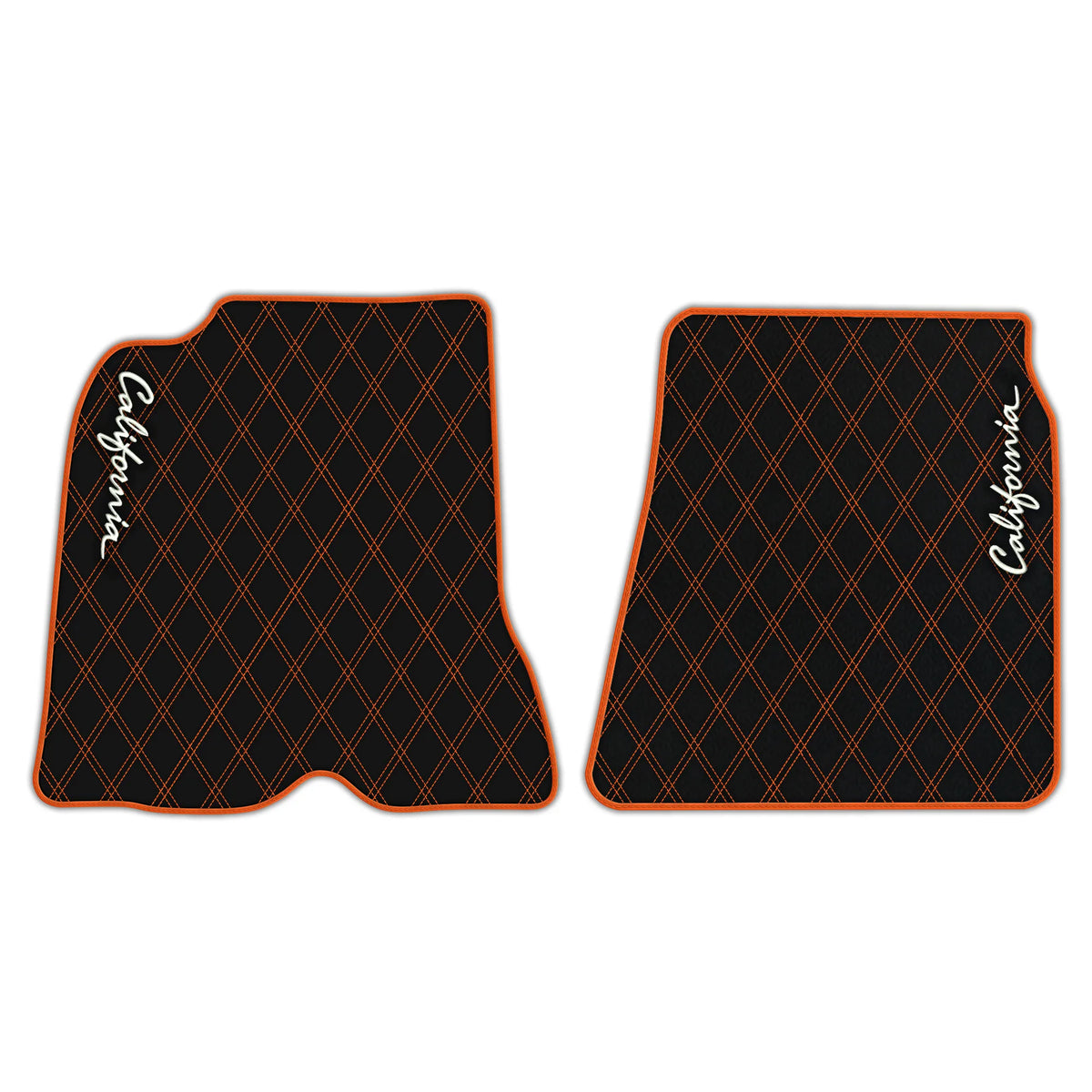 Black Leather Floor Mats for Ferrari California (2008-2014) with Double Diamond Pattern | Full Set Option