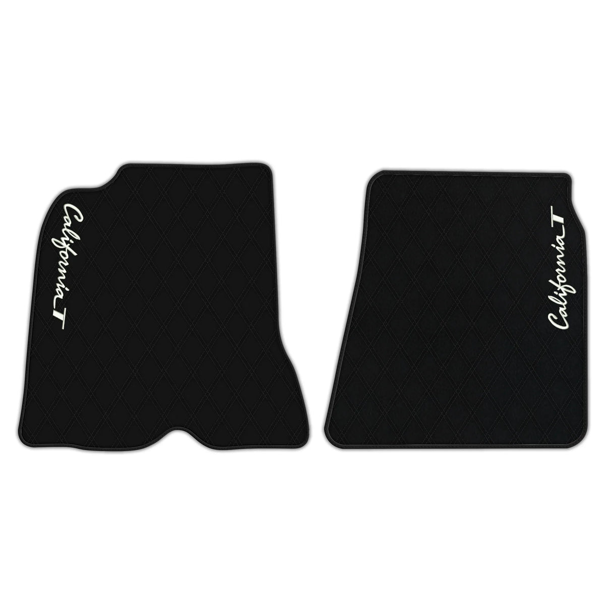 Black Leather Floor Mats for Ferrari California T (2015-2018) with Double Diamond Pattern | Full Set Option
