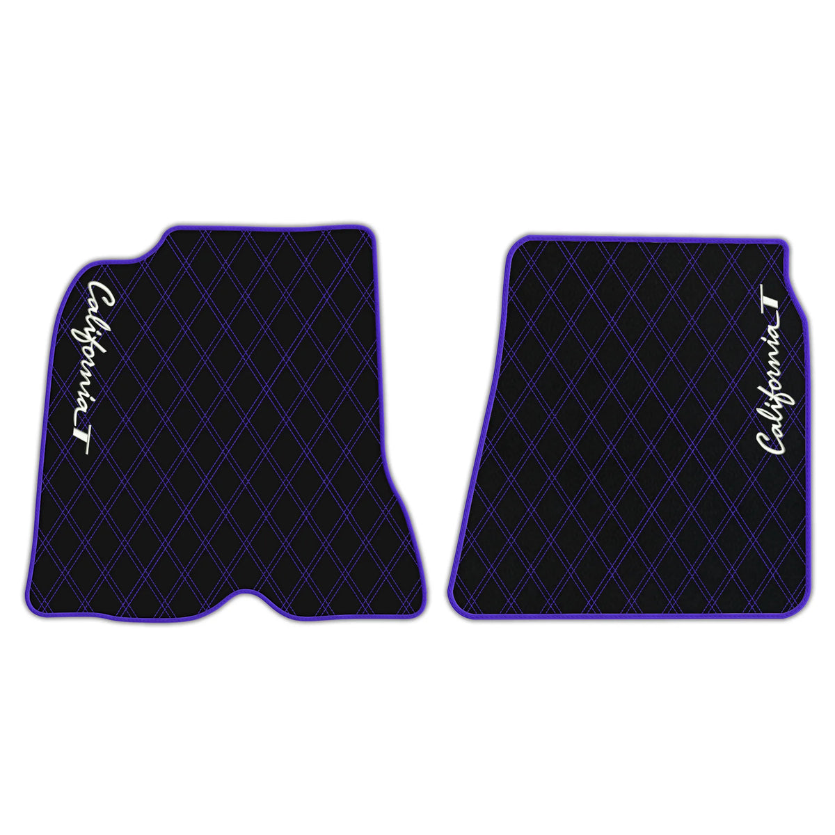 Black Leather Floor Mats for Ferrari California T (2015-2018) with Double Diamond Pattern | Full Set Option