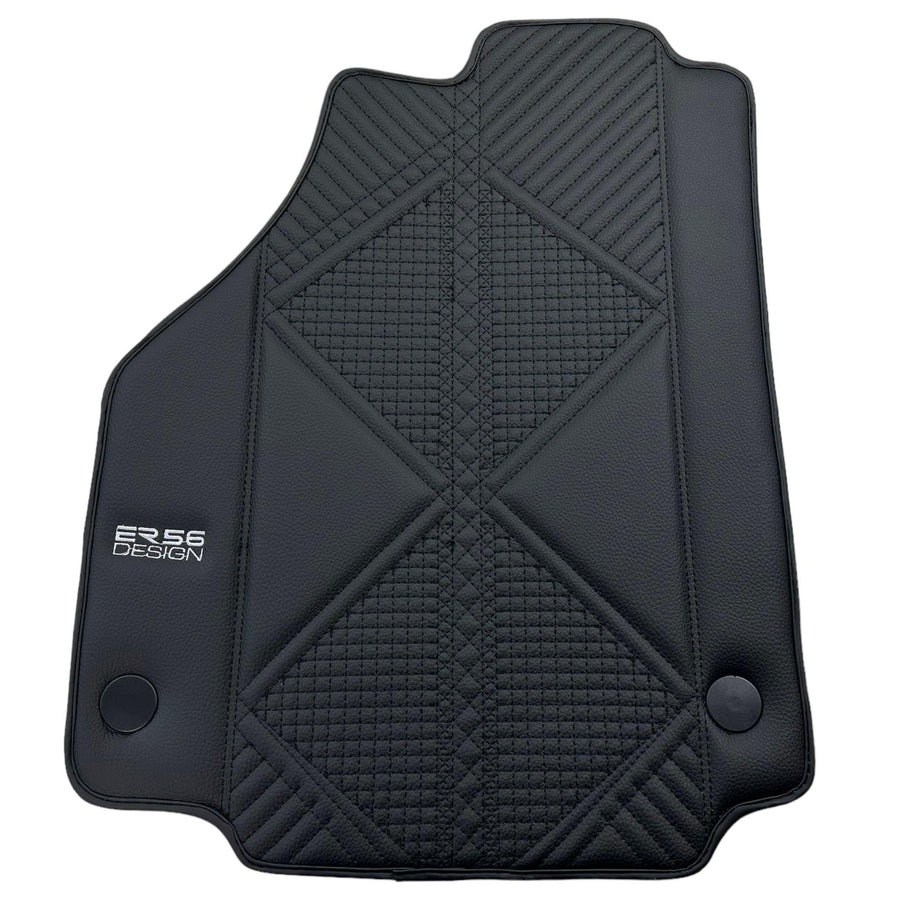 Black Leather Floor Mats For Ferrari F8 Spider (2019-2023) ER56 Design - AutoWin