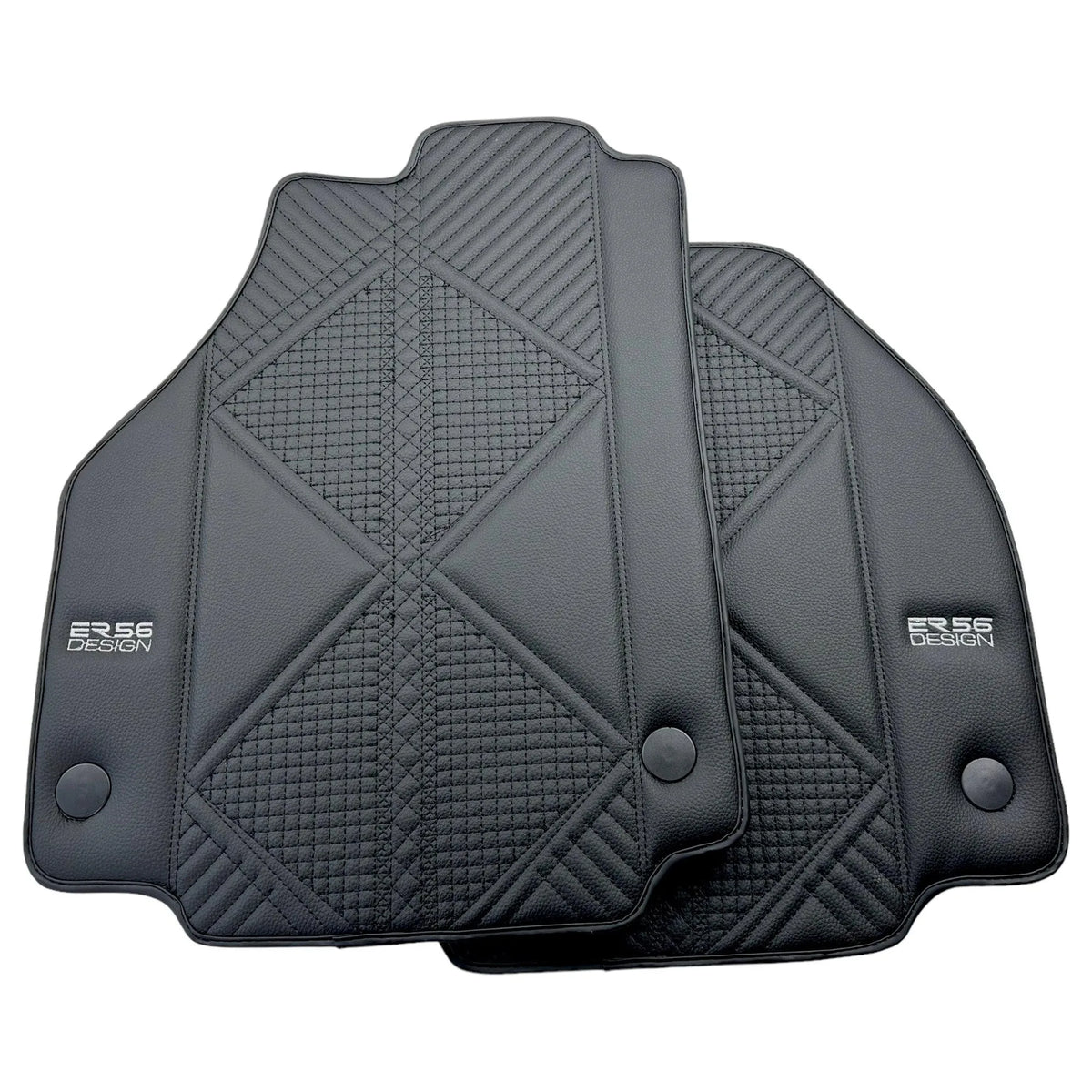 Black Leather Floor Mats For Ferrari F8 Spider (2019-2023) ER56 Design - AutoWin