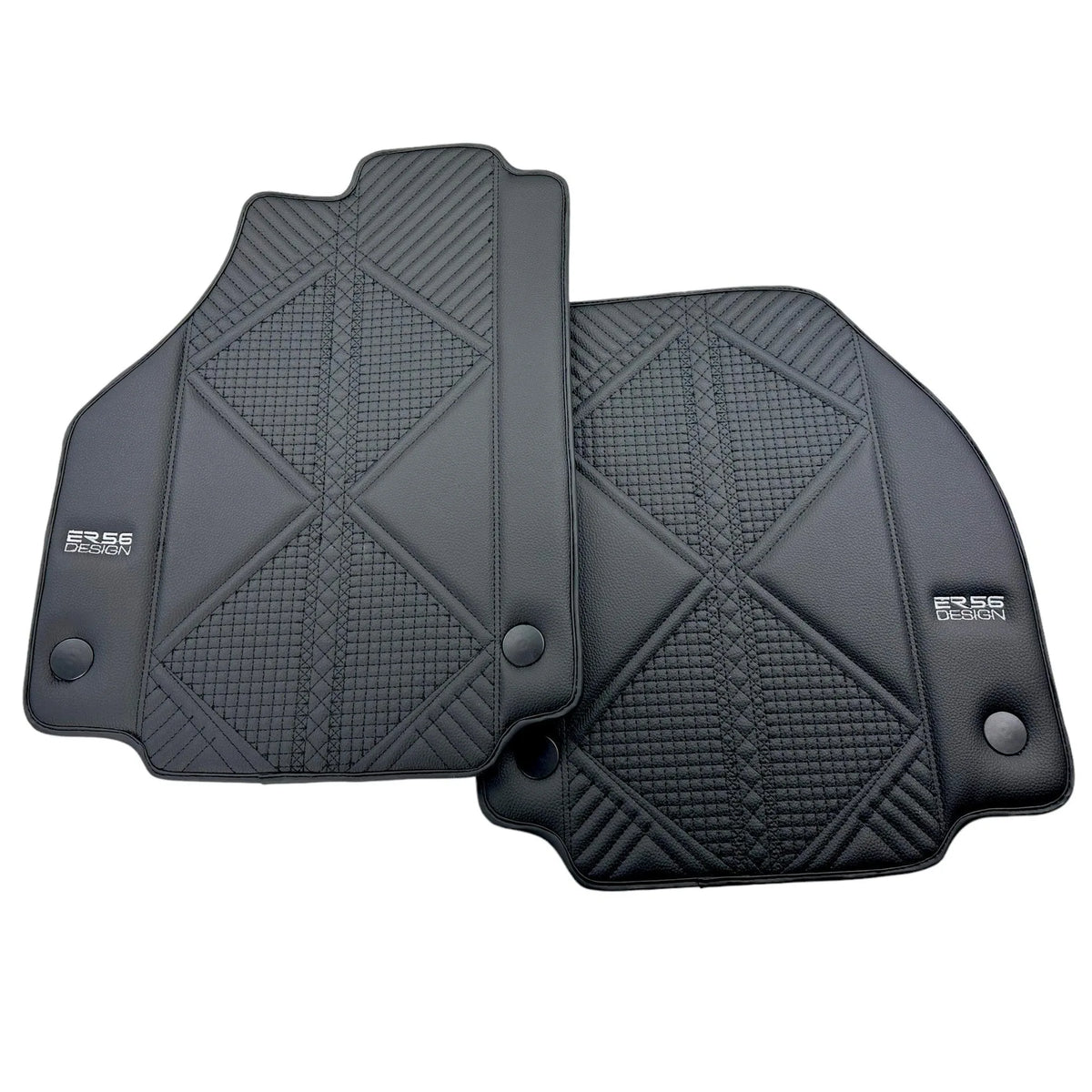 Black Leather Floor Mats For Ferrari F8 Tributo 2019-2022 ER56 Design - AutoWin