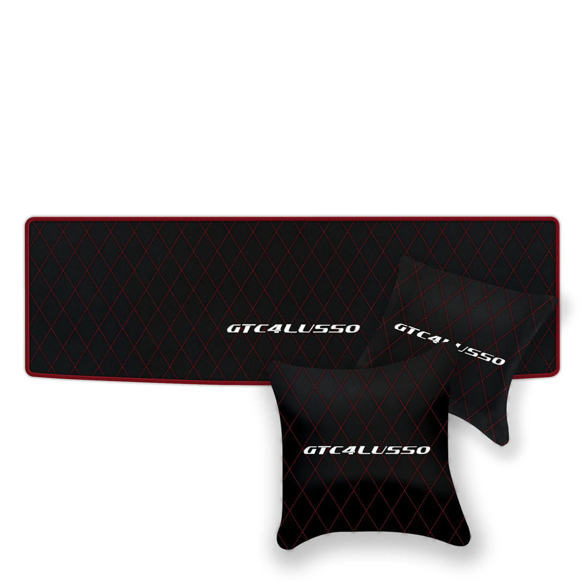 Black Leather Floor Mats for Ferrari GTC4 Lusso (2016-2023) with Single Diamond Pattern | Full Set Option