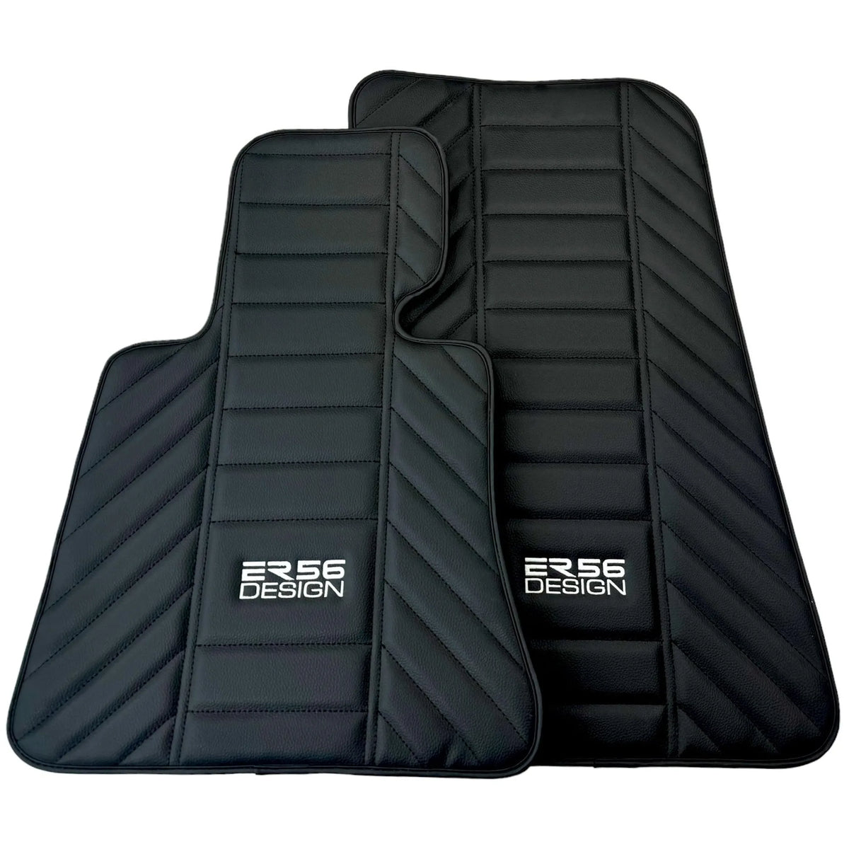 Black Leather Floor Mats for Rolls Royce Ghost Series II (2021-2024) ER56 Design - AutoWin