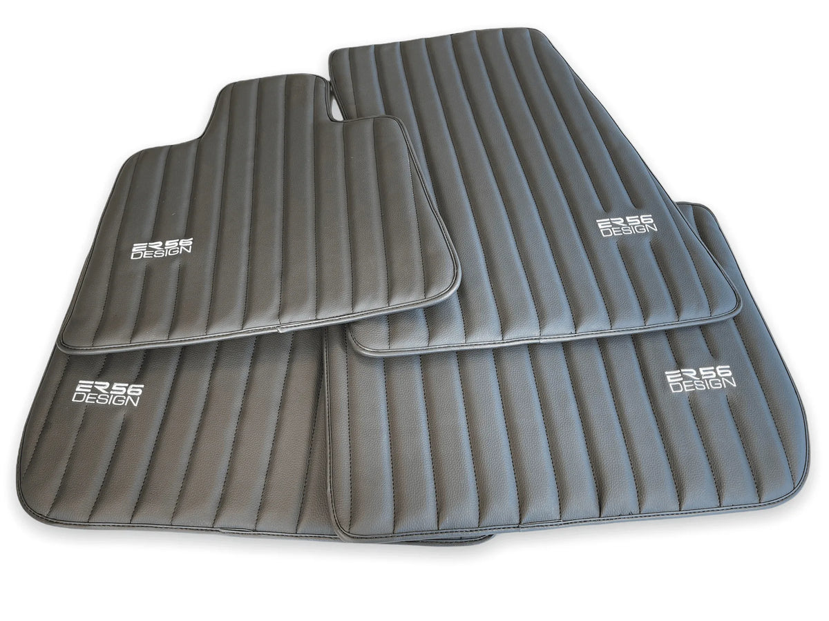 Black Leather Floor Mats for Rolls Royce Phantom VIII (2017-2024) ER56 Design Brand - AutoWin