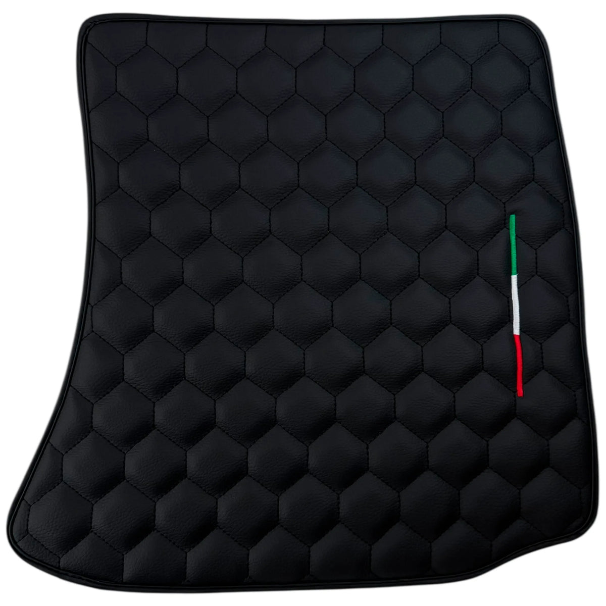 Black Leather Floor Mats with Symmetrical Hex Pattern for Ferrari Roma (2021-2027) with Italian Flag