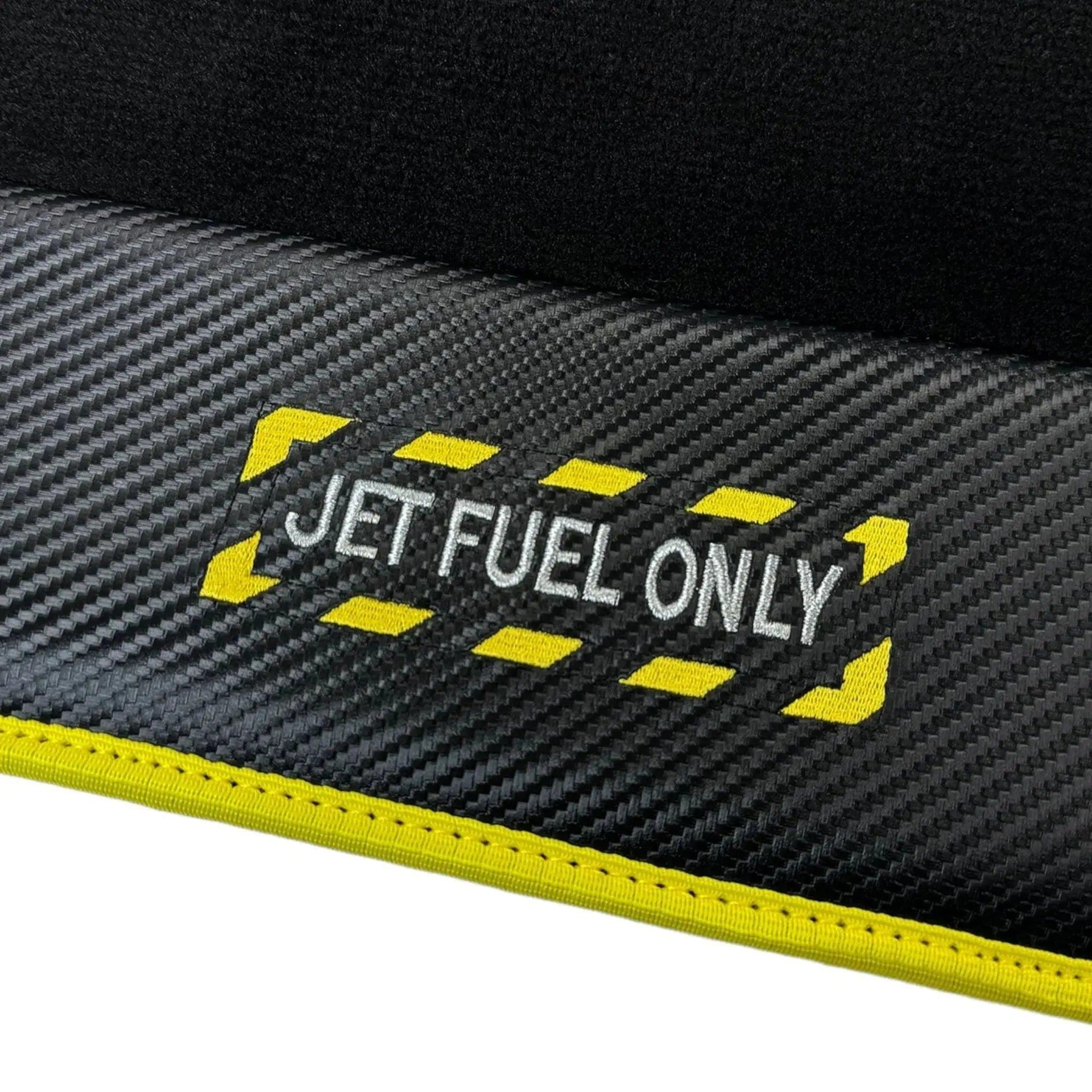Black Mats For BMW 1 Series F21 3-door Hatchback | Fighter Jet Edition | Yellow Trim - AutoWin