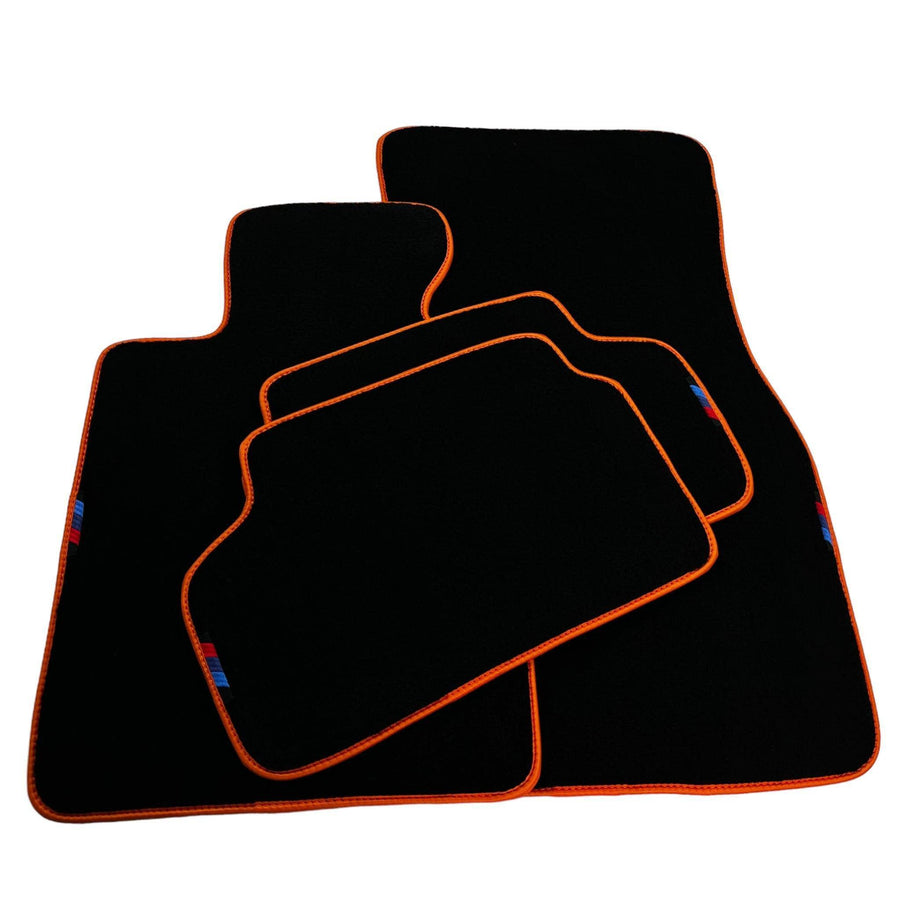 Black Mats For BMW M5 G90 (2023-2026) Sedan | Orange Trim - AutoWin