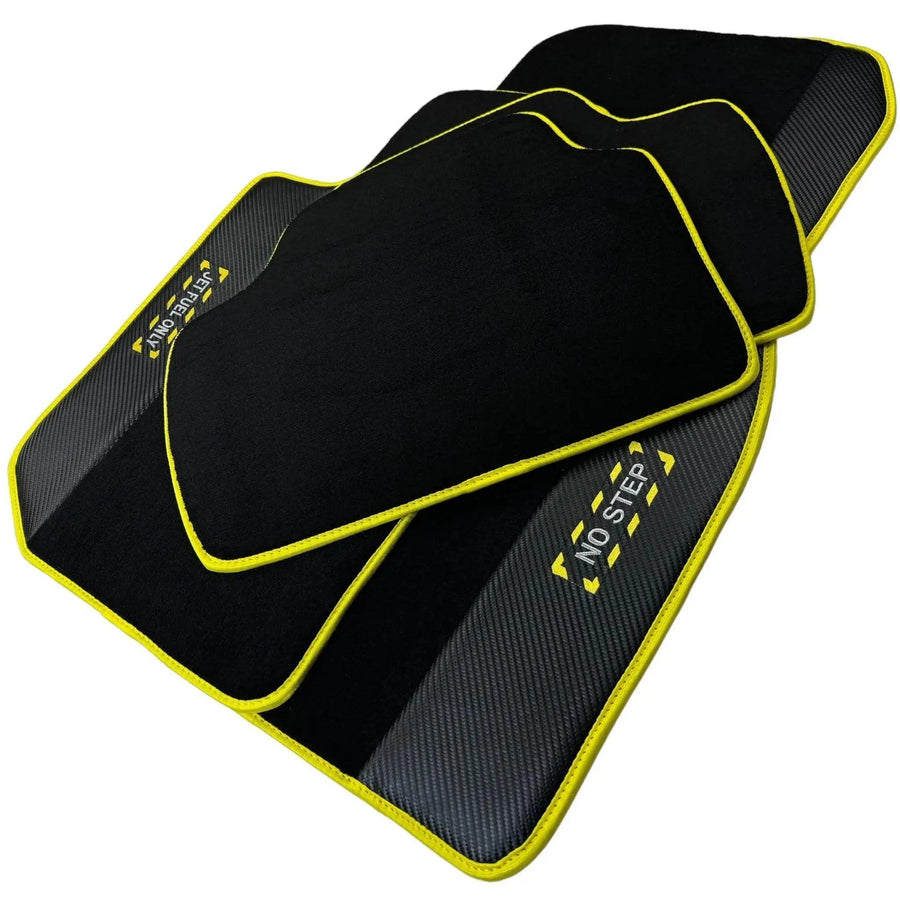 Black Mats For BMW M6 F13 Coupe | Fighter Jet Edition | Yellow Trim - AutoWin