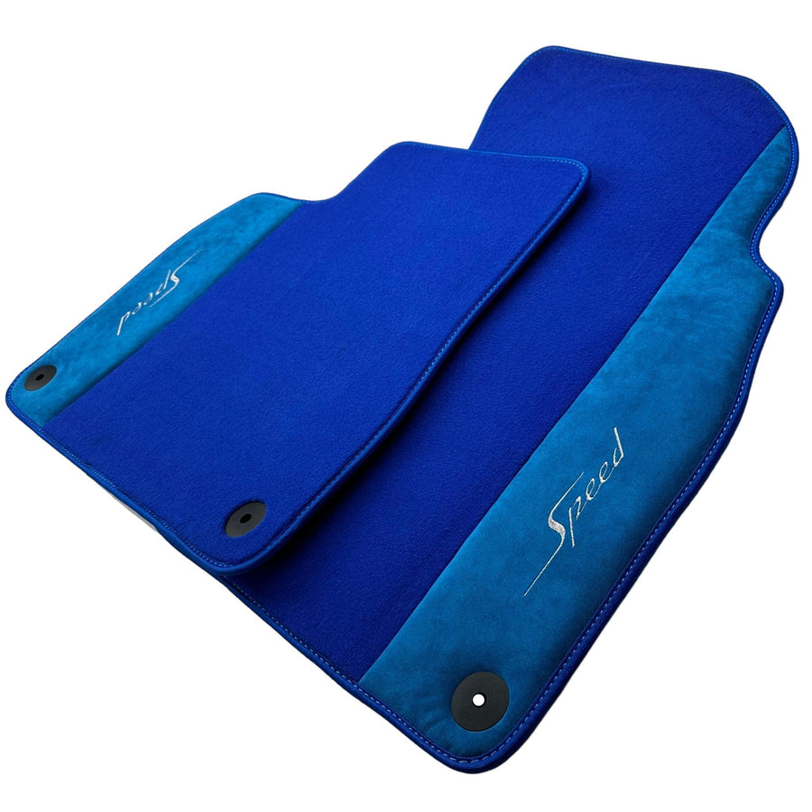 Blue Floor Mats For Bentley Bentayga (2015-2023) with Alcantara Leather - AutoWin