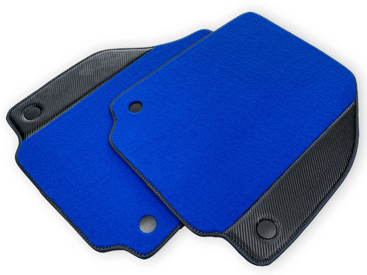 Blue Floor Mats For Ferrari F8 Tributo 2019-2022 With Carbon Leather - AutoWin