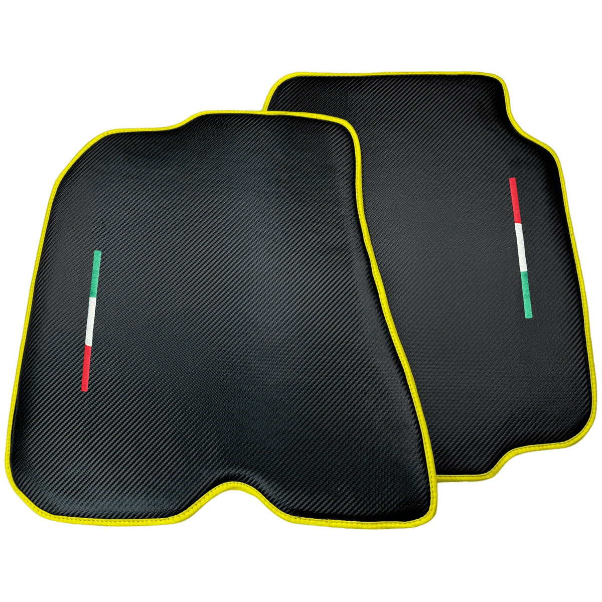 Carbon Fiber Floor Mats for Ferrari F12 Berlinetta (2012-2022) | Yellow Trim - AutoWin