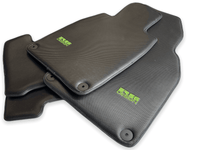 Carbon Fiber Floor Mats for Porsche Taycan (2019-2023) Green Sewing - AutoWin