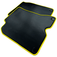 Carbon Fiber Leather Floor Mats For Ferrari California T (2015-2018) with Yellow Trim - AutoWin