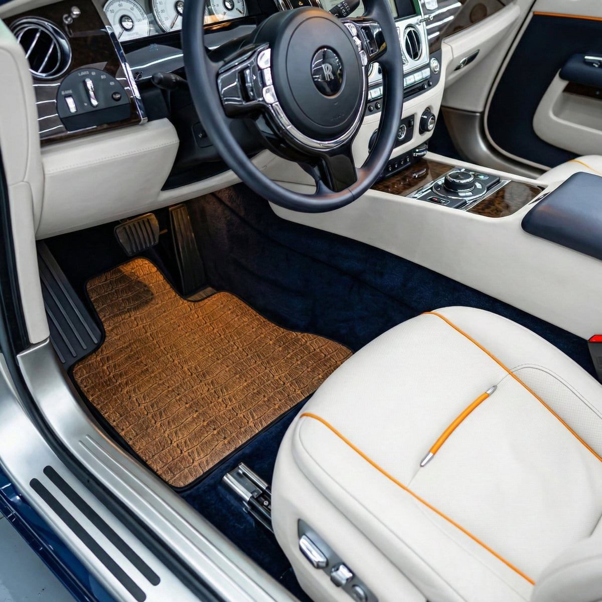 Crocodile Embossed Leather Car Floor Mats for Rolls-Royce Dawn (2016-2023)