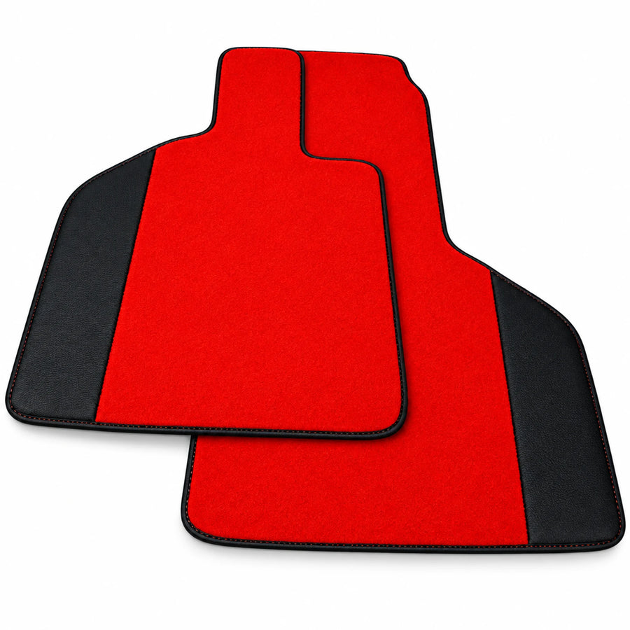 Custom Red Floor Mats for Lamborghini Huracan STO With Black Leather Red Sewing