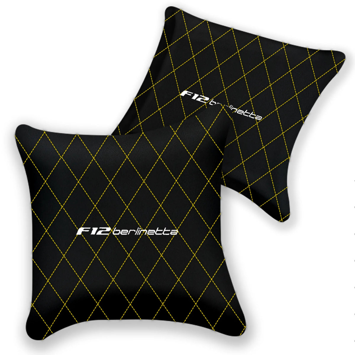 Customizable Black Leather Pillows Set of 2 for Ferrari F12 Berlinetta (2012-2022) - Various Stitching Colors