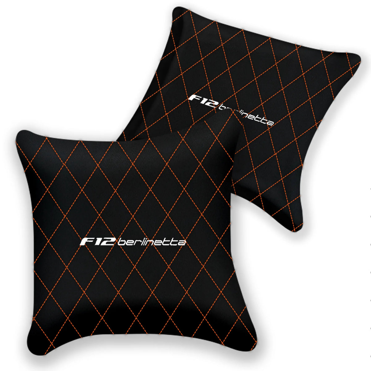 Customizable Black Leather Pillows Set of 2 for Ferrari F12 Berlinetta (2012-2022) - Various Stitching Colors