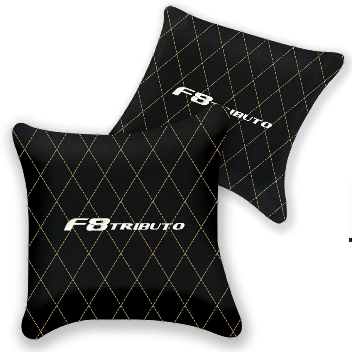 Cuscini in pelle nera personalizzabili set di 2 per Ferrari F8 Tributo (2019-2023) - Vari colori di cucitura