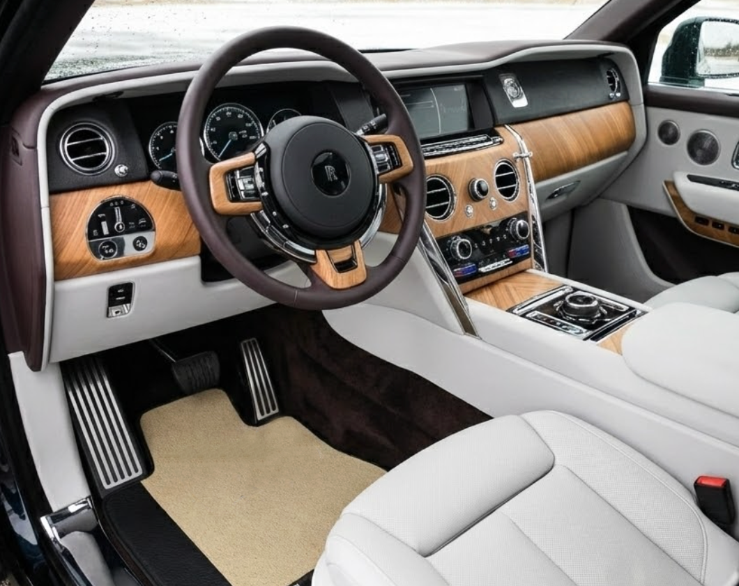 Customizable Floor Mats From Carpet with Leather for Rolls-Royce Cullinan (2018-2025)