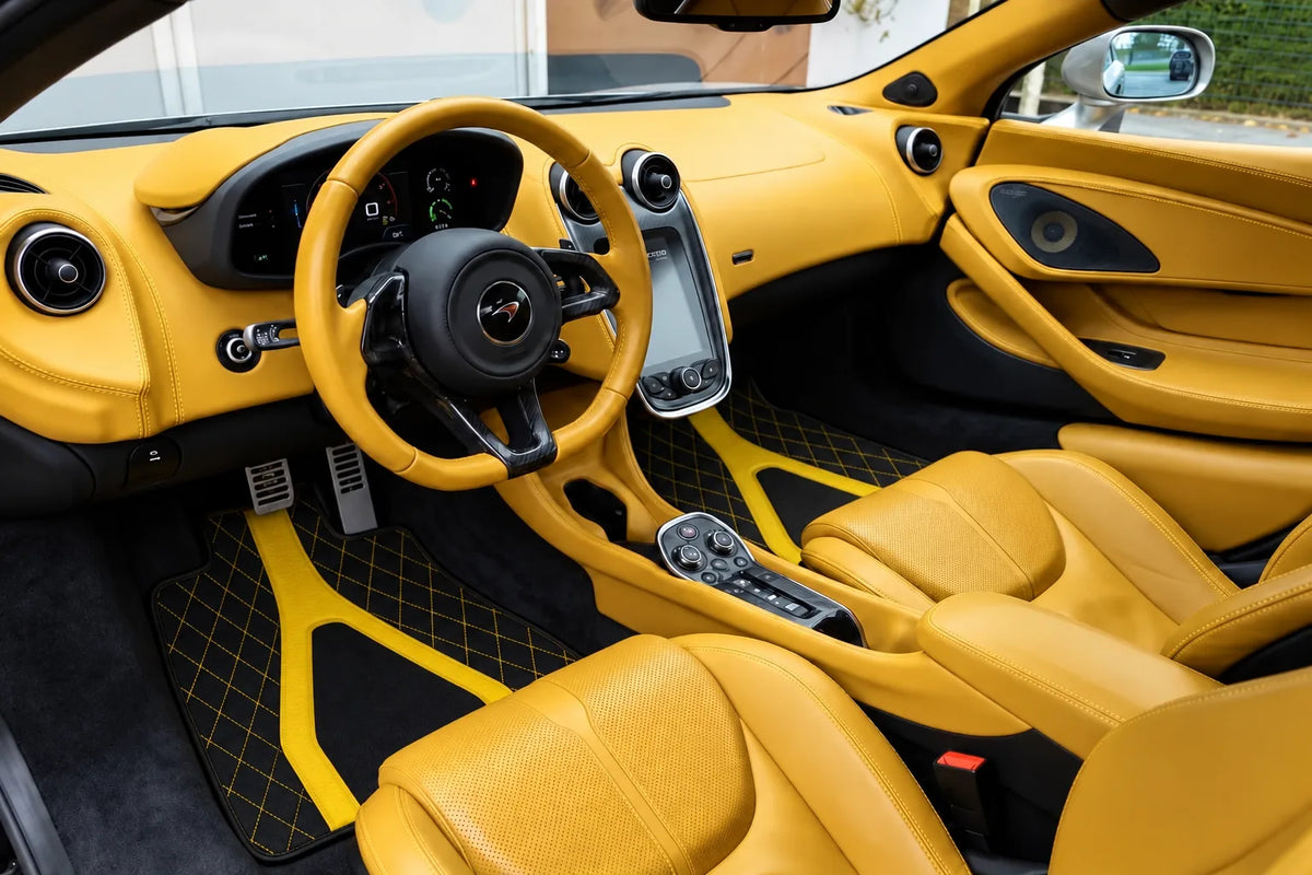Customizable Leather Floor Mats with AW04 Pattern for McLaren 570S (2015-2021) inside the vehicle