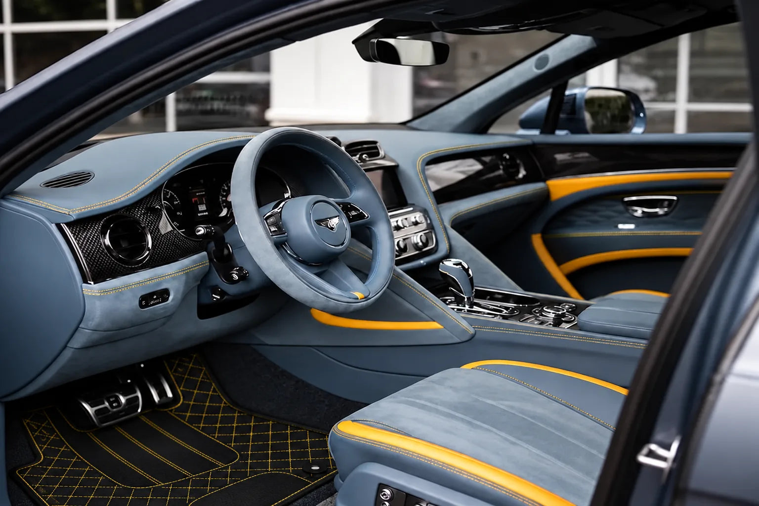 Customizable Leather Floor Mats with AW1 Pattern for Bentley Bentayga (2015-2027) inside the vehicle