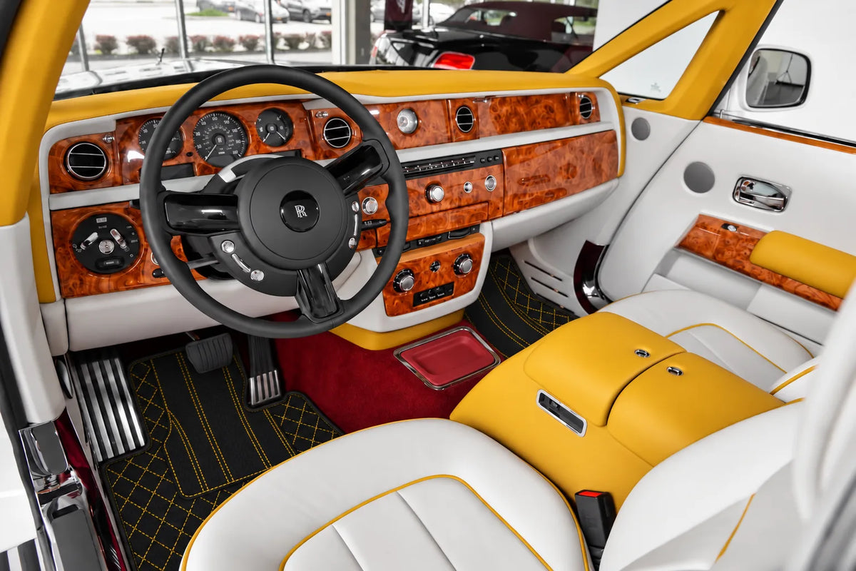 Customizable Leather Floor Mats with AW16 Pattern for Rolls Royce Phantom Drophead Coupe (2007-2016) inside the vehicle