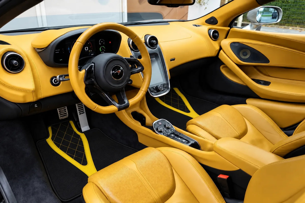 Customizable Leather Floor Mats with AW28 Pattern for McLaren 570S (2015-2021) inside the vehicle