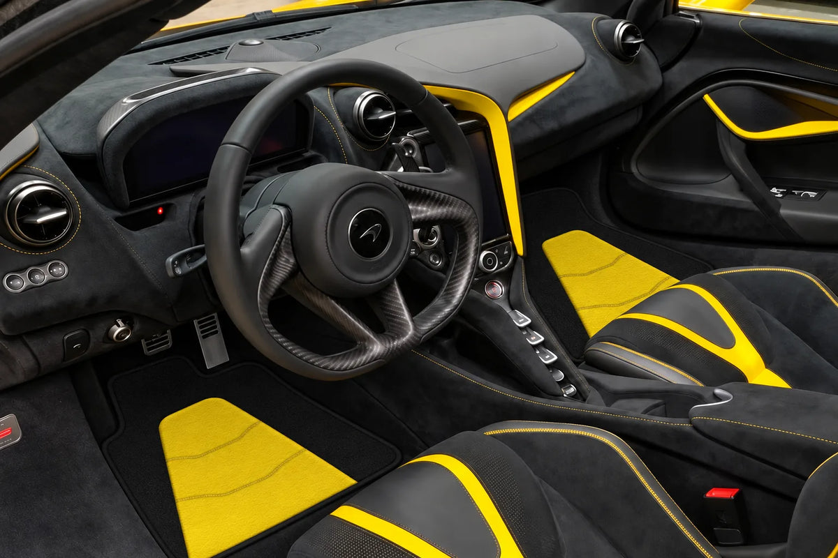 Customizable Leather Floor Mats with AW29 Pattern for McLaren 720S (2017-2021) inside the vehicle