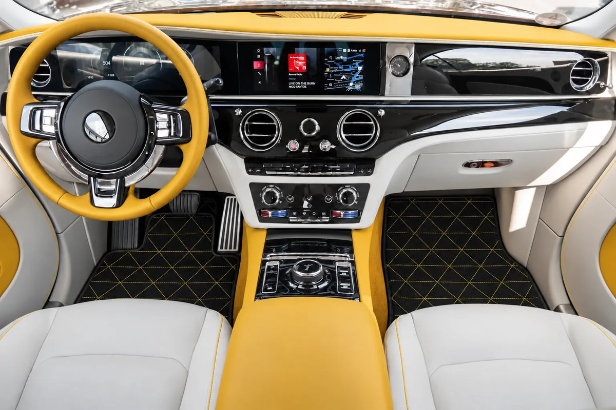 Customizable Leather Floor Mats with Triangle Pattern for Rolls Royce Spectre (2023-2024) inside the vehicle