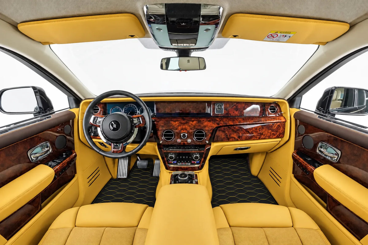 Customizable Leather Floor Mats with Viper Hex Pattern for Rolls Royce Phantom VIII (2017-2024) inside the vehicle