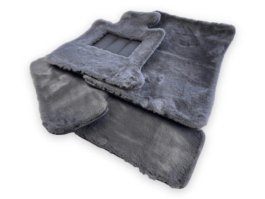 Dark Gray Sheepskin Floor Mats For Bentley Flying Spur (2005-2013) Design Brand - AutoWin