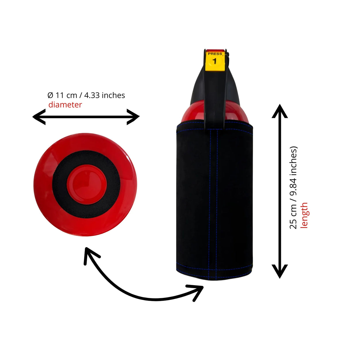 Fire Extinguisher Cover for Supercars – Black Alcantara with Various Color Stitching