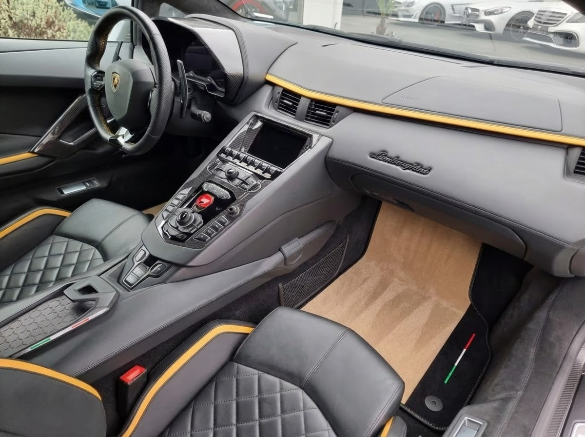 Customizable Beige Floor Mats for Lamborghini Aventador With Alcantara Leather