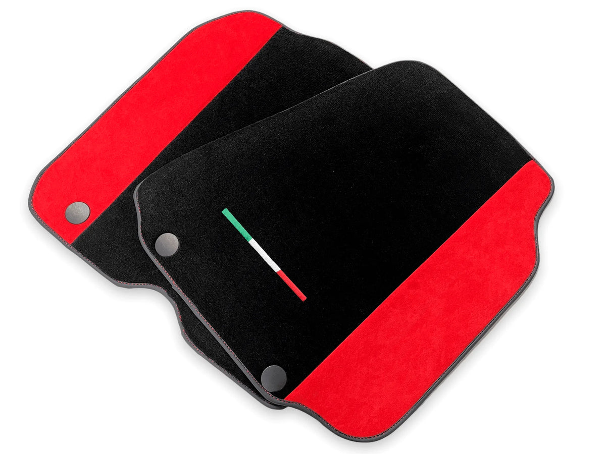 Floor Mats For Ferrari 812 Superfast Red Aclantara And Black Carpet - AutoWin