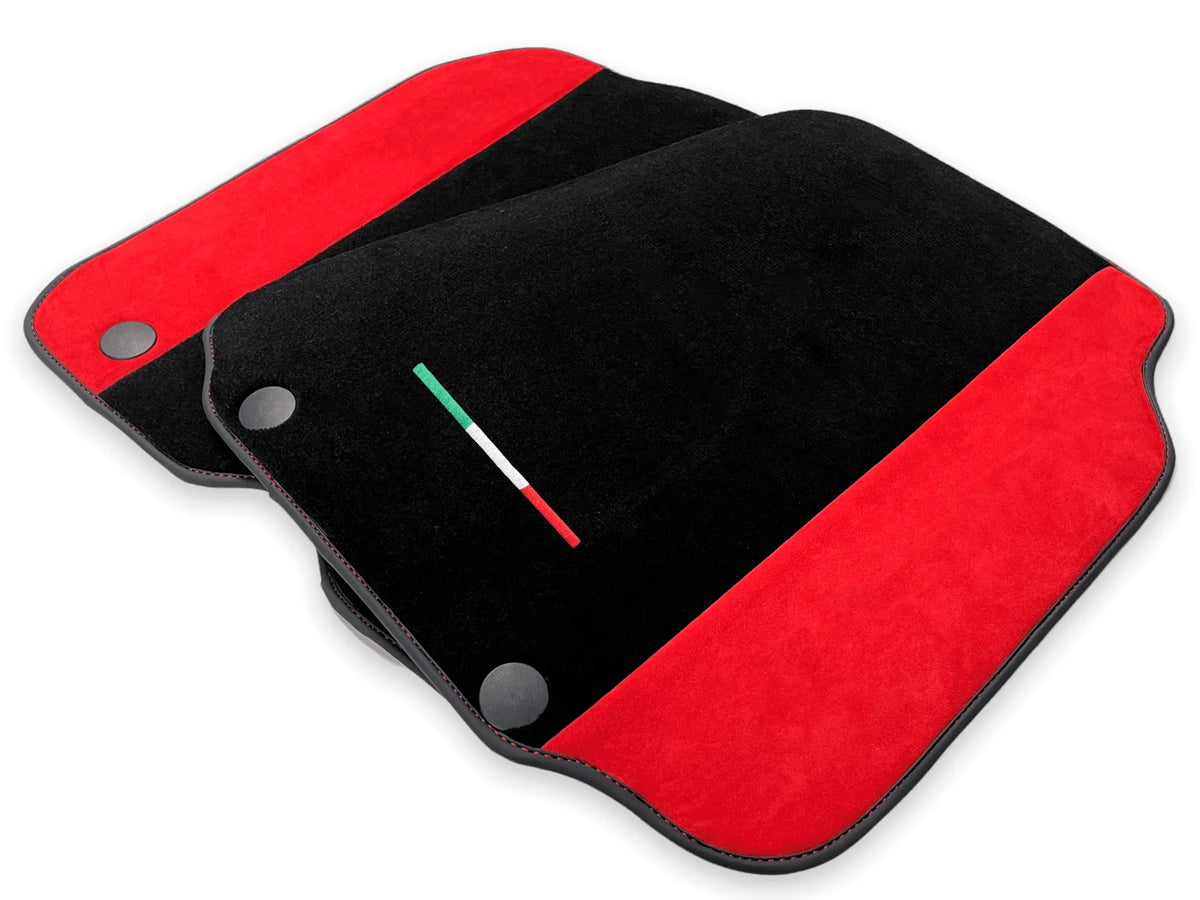 Floor Mats For Ferrari 812 Superfast Red Aclantara And Black Carpet - AutoWin