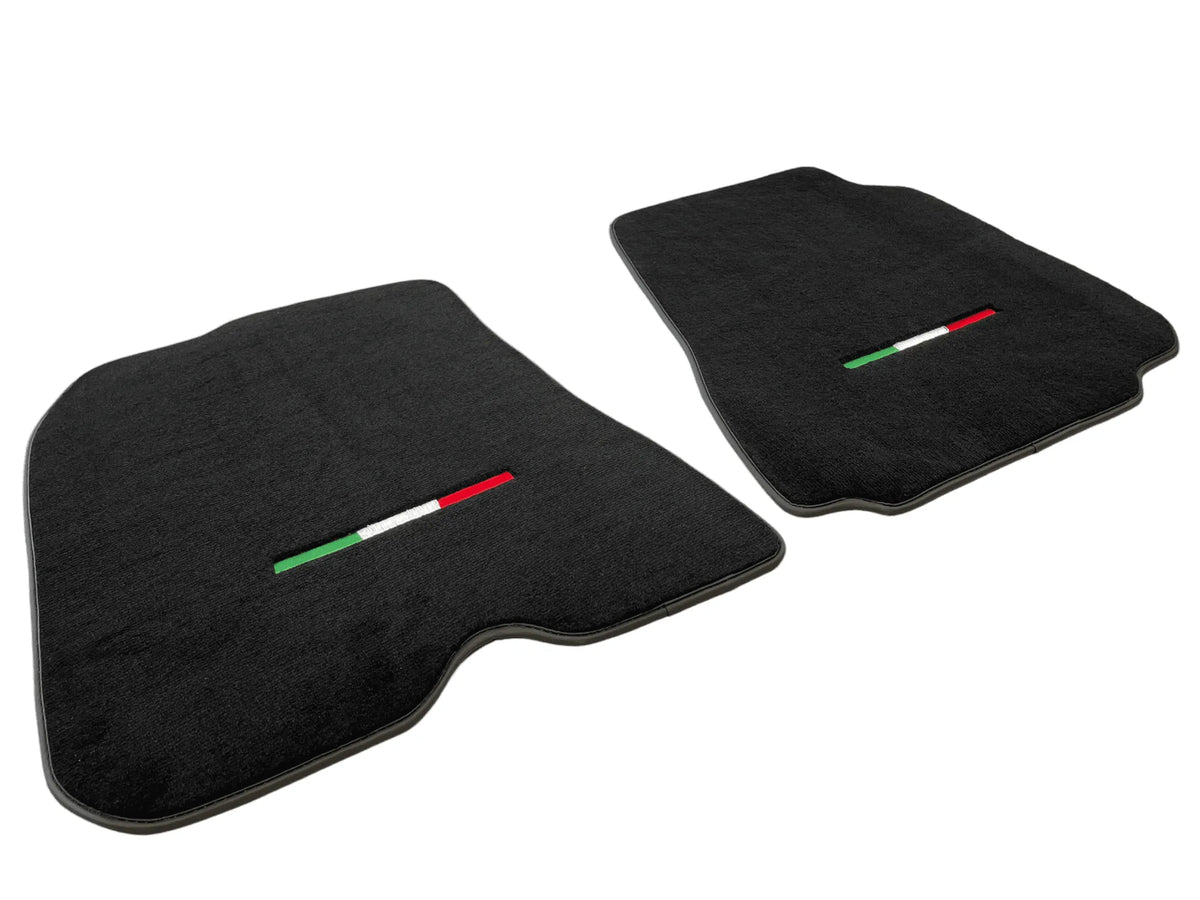 Floor Mats For Ferrari F12 Berlinetta Black Tailored Carpets With Italian Emblem - AutoWin