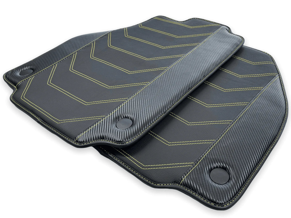 Floor Mats For Ferrari F8 Tributo (2019-2023) Yellow Sewing