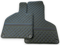Custom Black Leather Floor Mats for Lamborghini Huracan Perfomante | Green Stitching