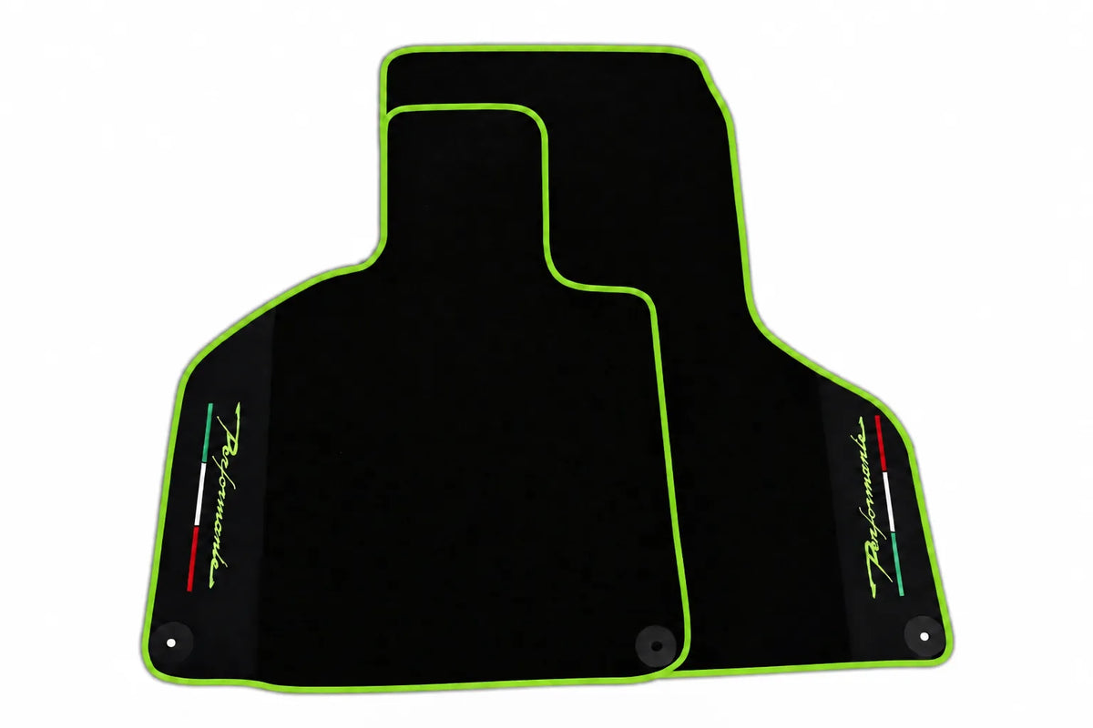 Floor Mats for Lamborghini Huracan Perfomante with Alcantara Leather | Various Trim Colors Green trim