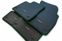 Floor Mats For Lamborghini Urus Carbon Leather Tailored Orange Trim Dark Green trim