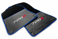 Floor Mats For McLaren 720S Black Tailored Carpets With Carbon Blue trim