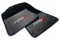 Floor Mats For McLaren 720S Black Tailored Carpets With Carbon Dark Blue trim
