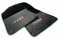 Floor Mats For McLaren 720S Black Tailored Carpets With Carbon Dark Green trim