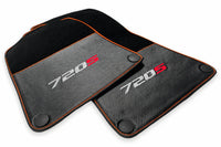 Floor Mats For McLaren 720S Black Tailored Carpets With Carbon Orange trim