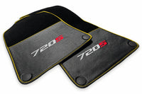 Floor Mats For McLaren 720S Black Tailored Carpets With Carbon Yellow trim